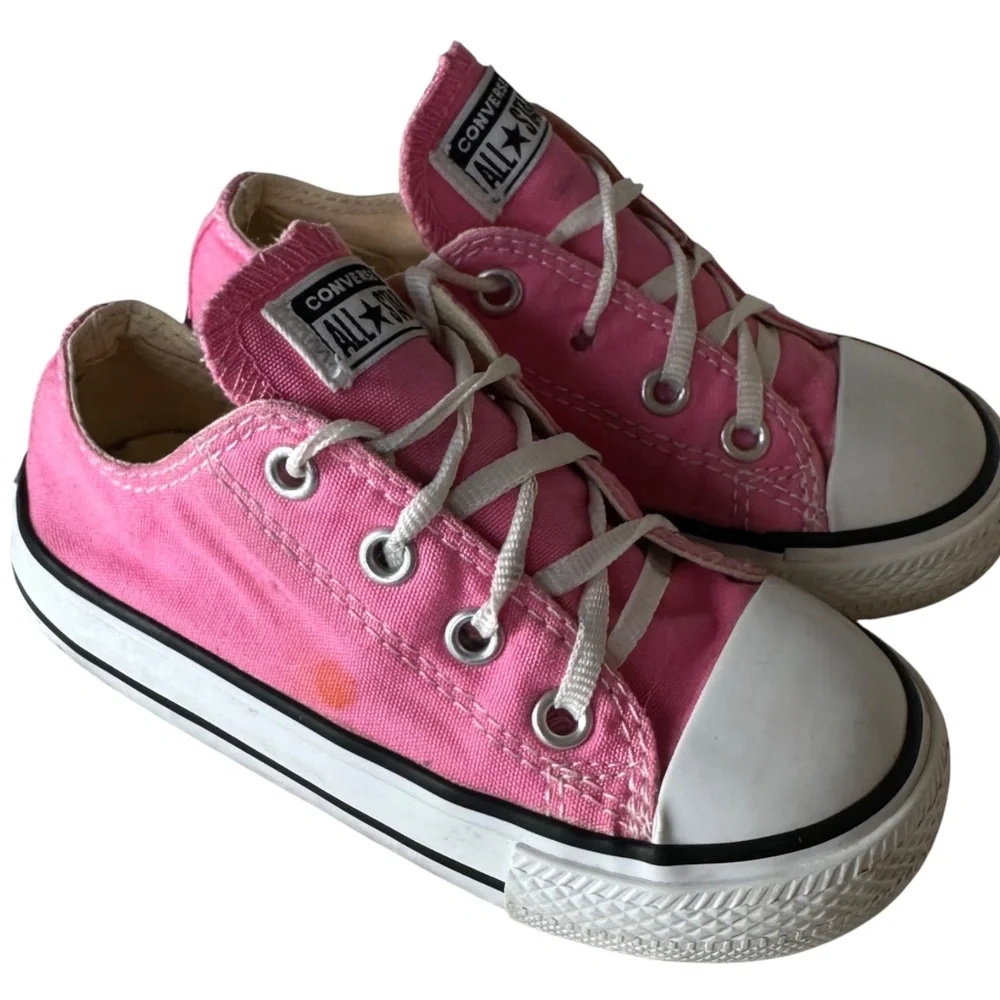 Converse All Star Shoes Sneakers Toddler Girls Sz 7 Pink White Lo Top